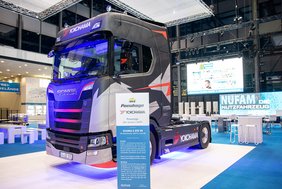 NUFAM trade fair photo: The trade fair appearance of the Yokohama truck of the supporting dealer Stegmaier at NUFAM 2023, organised by Pneuhage as an exhibitor, attracted a great deal of attention