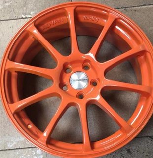 A counterfeit aluminum wheel sold in China by distributors who have been fined by the authorities