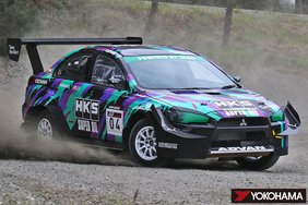 Car competing in a 2023 All Japan Dirt Trial Championship race