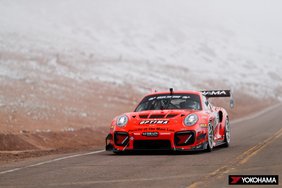 2015 Porsche BBI Turbo Cup driven by Raphael Astier racing to victory in the 2021 Pikes Peak Open class