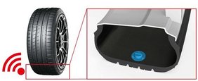 [Translate to Spanish:] Image of a sensor attached inside a tyre (being developed with Alps Alpine)