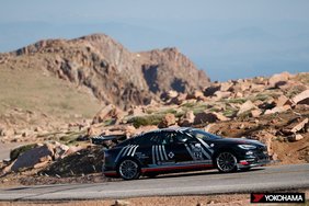 2021 Tesla Model S Plaid driven by Randy Pobst climbing to a first-place finish in the Exhibition class