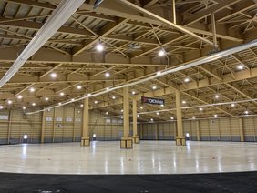 Inside the indoor ice circle test facility